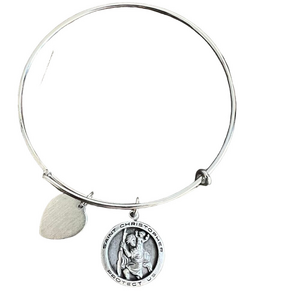 🍭6/$30 Silver tone St. Christopher Protection Religious Catholic Bracelet